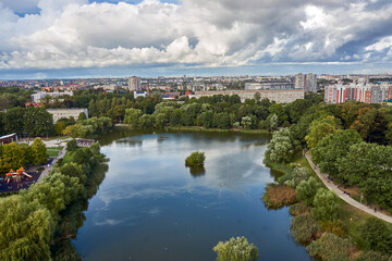 Obraz premium View of the summer lake, Kaliningrad.