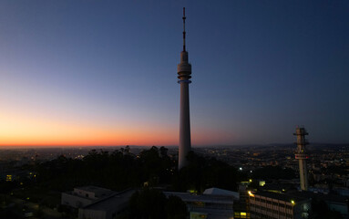 Obraz premium Television Communication tower on sunset, Vila Nova de Gaia, Northern Portugal.