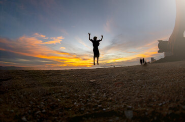 Sunset on the sandy beach