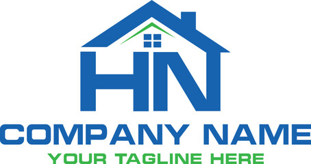 HN-letter-initial-Construction-home-real-estate-building-property-monogram-logo-design