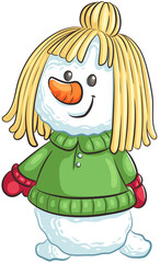 Niedliches Schneem&auml;dchen - Vektor-Illustration