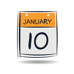 Creative calendar page with single day (10 January), Vector 