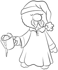 Niedlicher Schneemann mit Eiskaffee - Vektor-Illustration