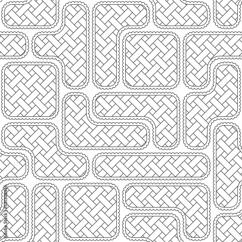 Poster seamless pattern with black and white puzzles of pie. vector background.