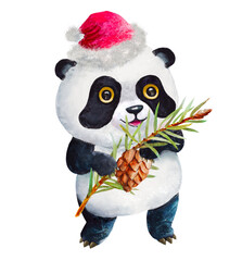 panda with a branch tree