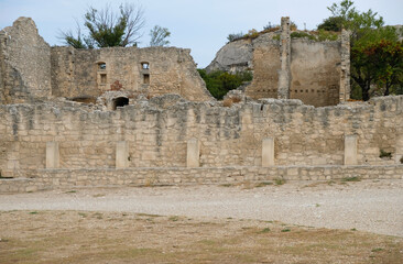 Les Baux-de-Provence, France. September 17, 2022. Castle ruins. Ancient village. Ten of the most beautiful villages of Provence. Copy space.