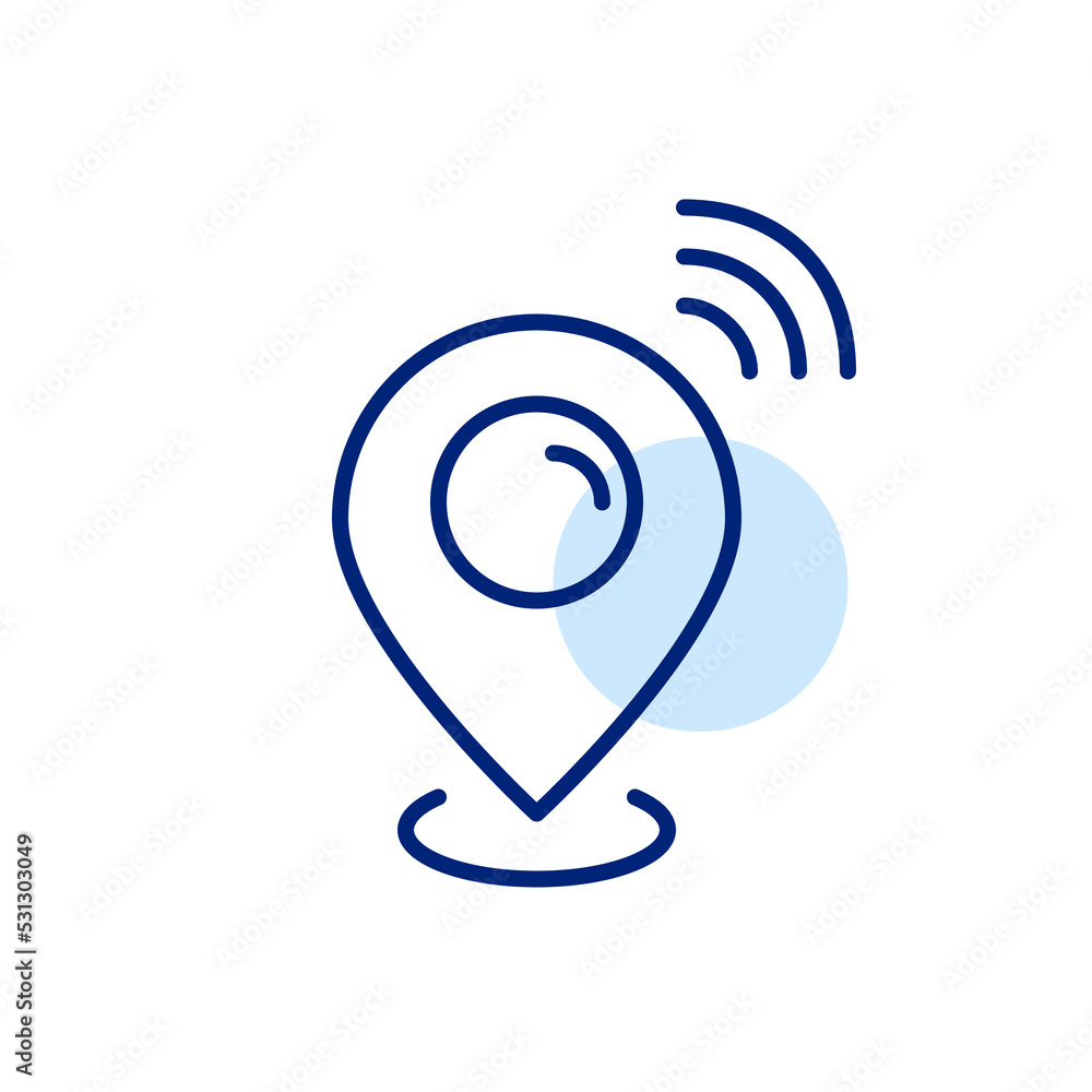 Aufkleber map pointer sharing location. pixel perfect, editable stroke line icon
