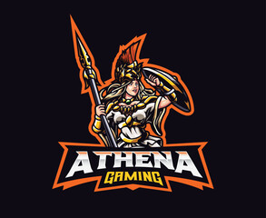 Athena goddess mascot logo design