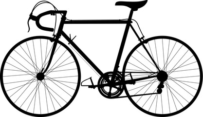 Fototapeta na wymiar Vintage Racing road bike, Retro style Racing Bicycle, old racer triathlon street sport Aero road bike. Detailed vector illustration realistic silhouette