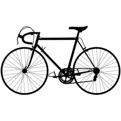 Vintage Racing road bike, Retro style Racing Bicycle, old racer triathlon street sport Aero road bike. Detailed vector illustration realistic silhouette