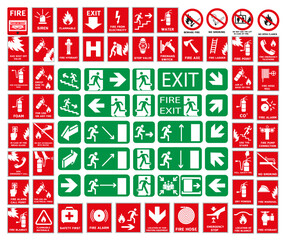 Set of fire safety signs. Collection of warning signs. Fire danger signs. Warning signs.