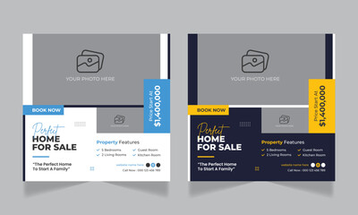 Real estate home sale social media post and web banner template