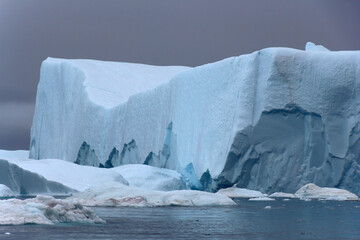 View of icebergs in Ilulissat Icefjord in Disko Bay, Greenland, Denmark 