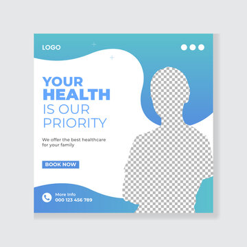 Medical Healthcare Social Media Template Or Doctor Health Care Instagram Post Banner