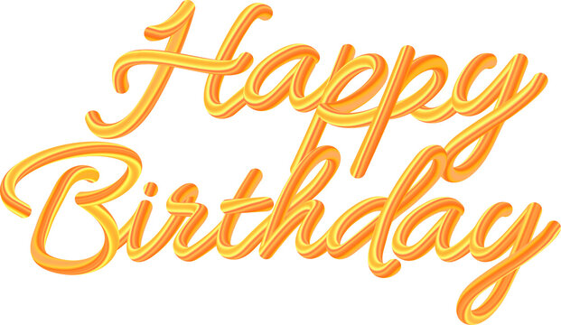 Happy Birthday greeting headline text in yellow orange gold gradient 3d blend bold sweet candy effect