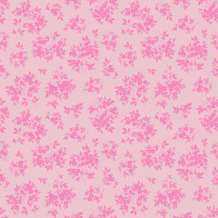 Cute floral pattern in the small flower. Seamless vector texture. Elegant template for fashion prints. Printing with small pink flowers. Light rose background. Stock print.