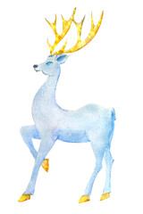 christmas deer with golden horns