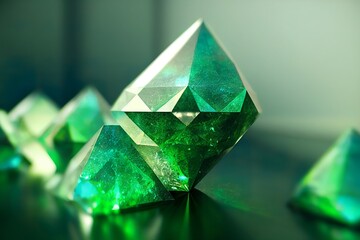 Fine cut brilliant emerald chunks - obrazy, fototapety, plakaty