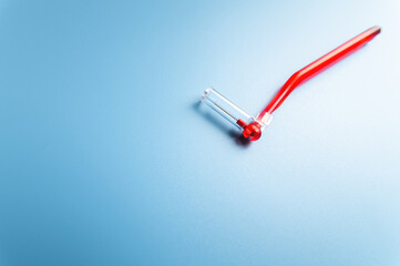Macro shot of a specialized interdental brush for cleaning teeth and a system of braces. Dental and orthodontic concept
