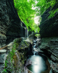 Rainbow fall in Watkins Glen park