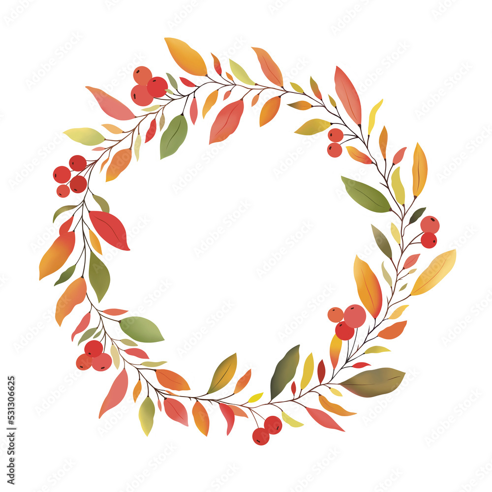 Poster wreath of autumn leaves