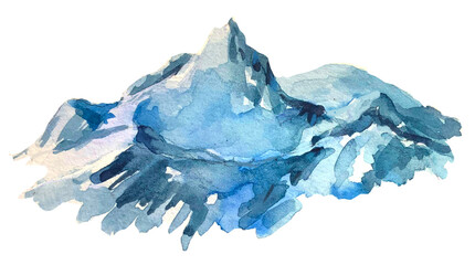 watercolor landscape with mountain,hand drawn watercolor painting