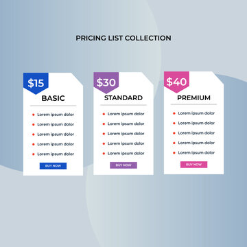 Clean Price table concept in realistic neumorphism vector design. Pricing or subscription plan UI web elements. Start, Smart and Value comparison options
