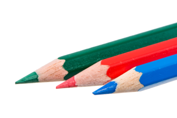 Macro of Isolated wooden colored crayons