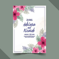 hand drawn floral wedding invitation vector design illustration