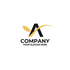 Letter A Leaf Modern Company Logo Template