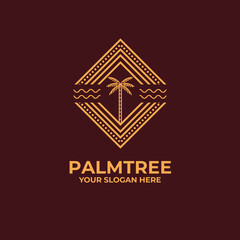 Palm Tree Monoline Company Logo Template