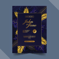 realistic golden luxury wedding invitation vector design illustration