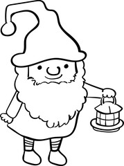 Dwarf Wizard Holds Lantern vector hand drawn cartoon illustration