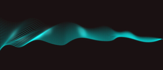  abstract background with blue dynamic waves, line and particles.