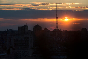 TV tower in Kiev on sunset