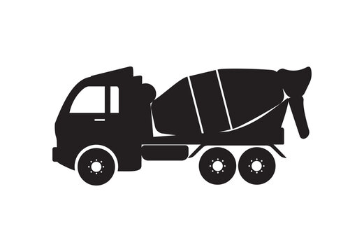 Concrete mixer icon, mixer truck symbol, simple Illustration on white background