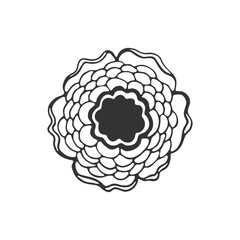 Hand drawn flower isolated on white background. Decorative doodle sketch illustration. Vector floral element.
