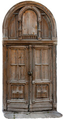 Fototapeta na wymiar vintage wooden unpainted gate on a transparent background, png