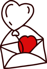 Romantic envelope with heart and balloon