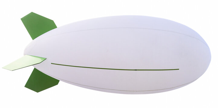 White inflatable balloon dirigible zeppelin used as advertising board isolated on white