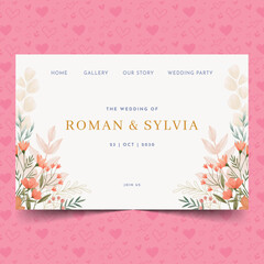 floral wedding landing page vector design illustration
