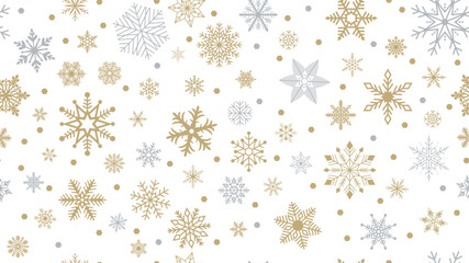 Nahtlos Weihnachten vektor mit goldenen Schneeflocken. Weisser Hintergrund.
Nahtlos an allen vier Seiten. Unbegrenzte Größe möglich.