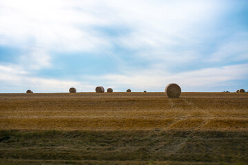 Hay bales in the field on the prairies