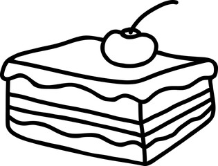 Cherry Cake. Sweet confectionery. Hand drawn doodle style
