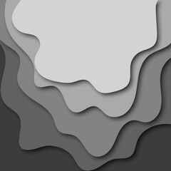 Gray background wave paper art design. Paper cut vector illustration. Eps10