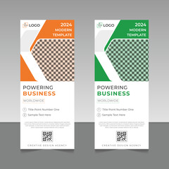 Stylish corporate roll-up banner and stands business presentation template