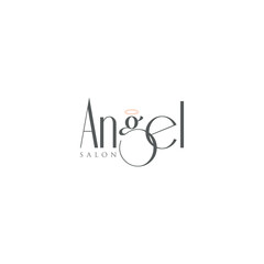 Angel typography logo design template minimal vector