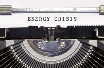 Text "energy crisis" written with a typewriter