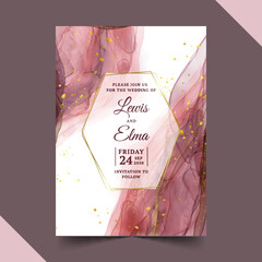 watercolor alcohol ink wedding invitation vector design illustration