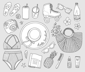 Collection of vector elements for summer beach holiday. Hello summer. - 531319241